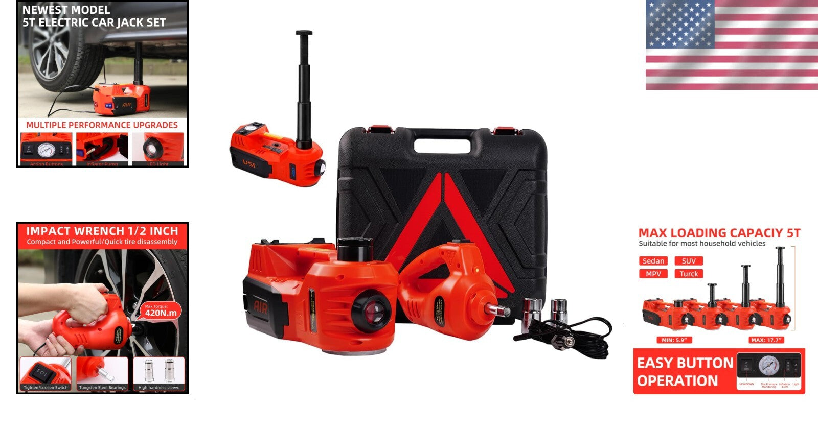 Professional Electric Hydraulic Jack with Built-in Inflator – Ultimate Car Tool