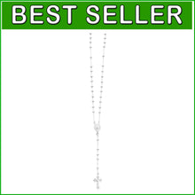 Load image into Gallery viewer, Elegant 30-Inch 925 Sterling Silver Rosary Necklace with Virgin Mary Pendant