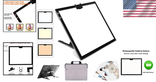 Versatile LED Tracing Light Pad with Magnetic Clip and Padded Case for Artists