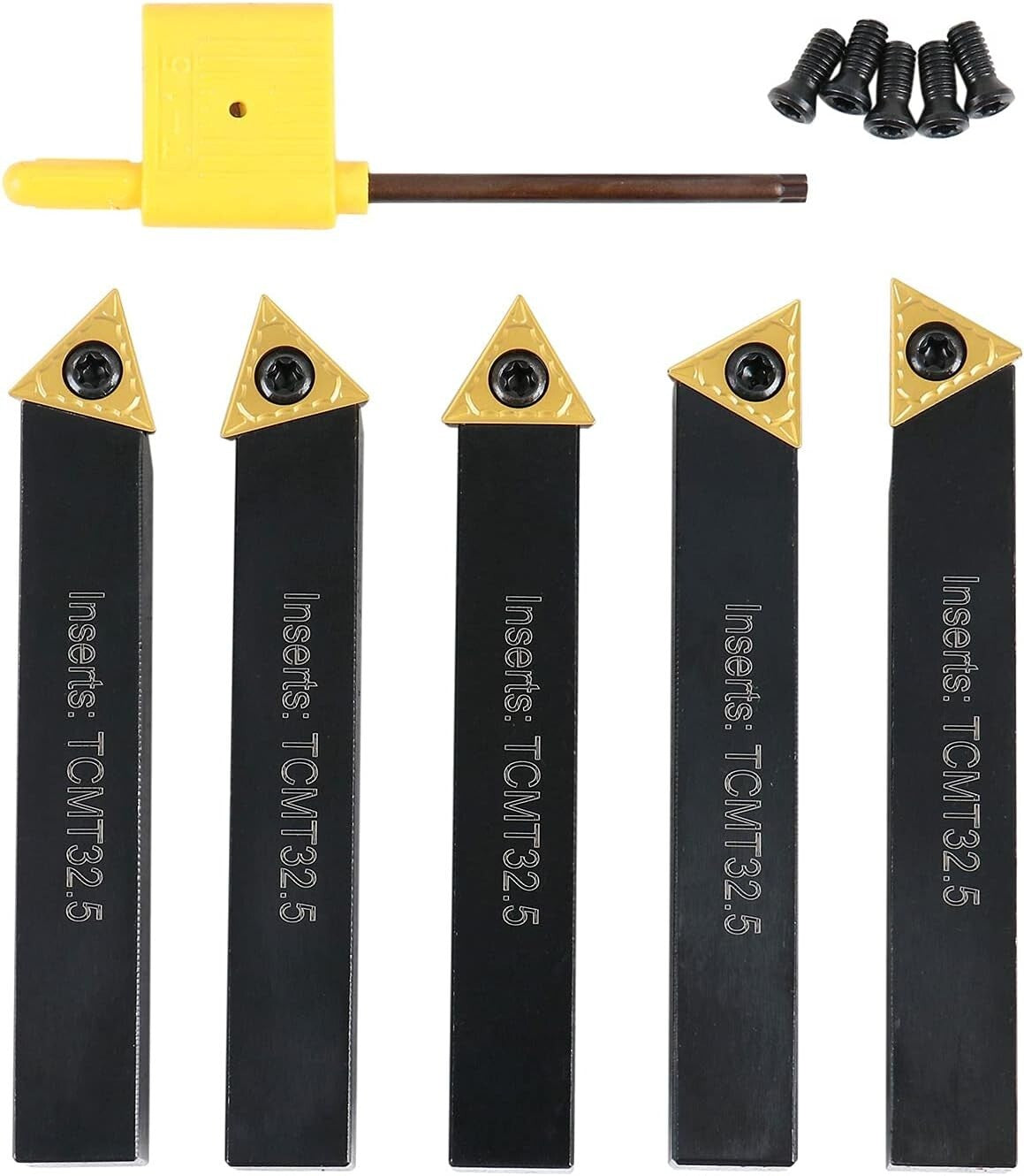 5 Pc 1/2'' Indexable Carbide Turning Tool Set for Precision Machining