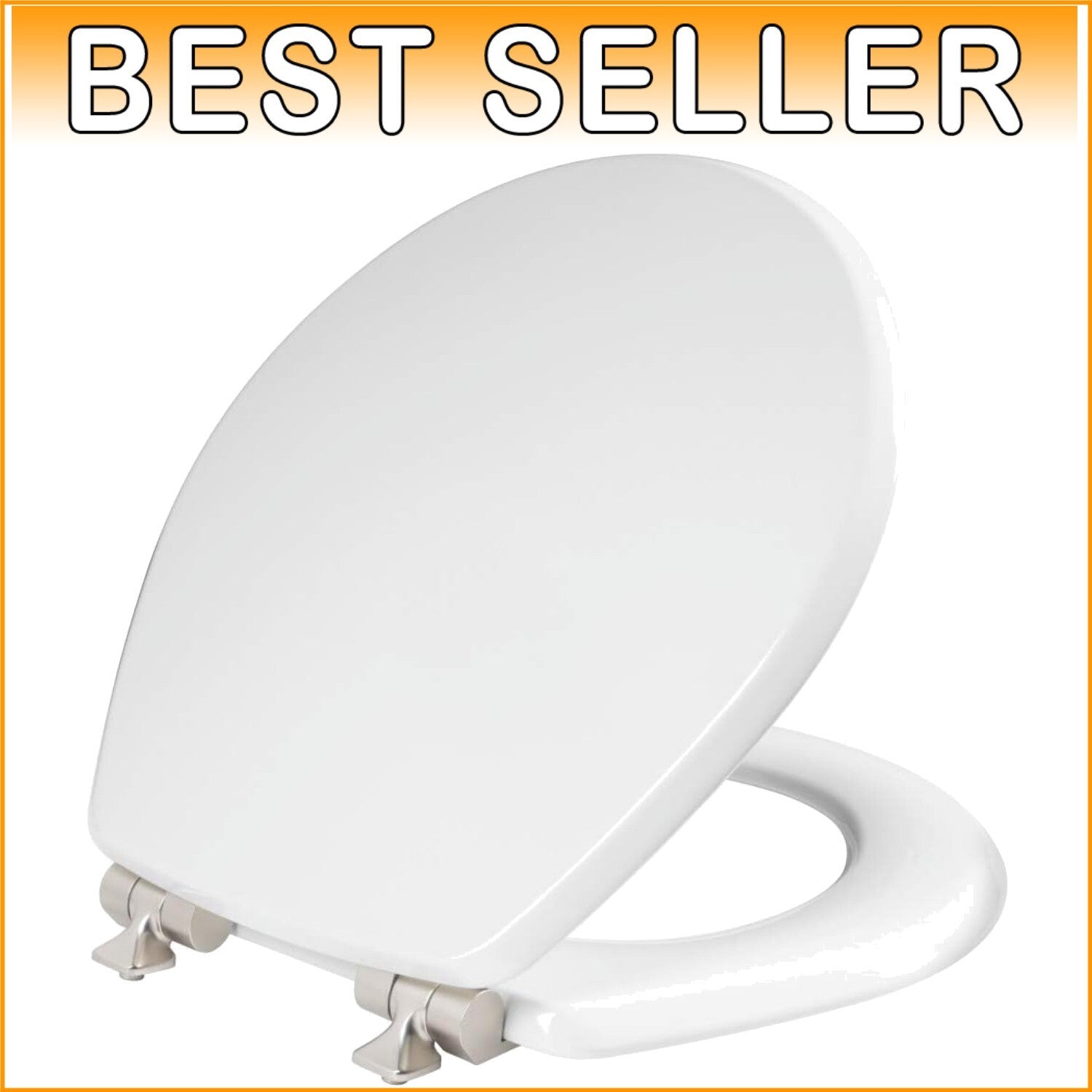 Elegant Round Toilet Seat with Brushed Nickel Hinges - Slow Close Wood Design