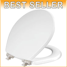 Load image into Gallery viewer, Elegant Round Toilet Seat with Brushed Nickel Hinges - Slow Close Wood Design