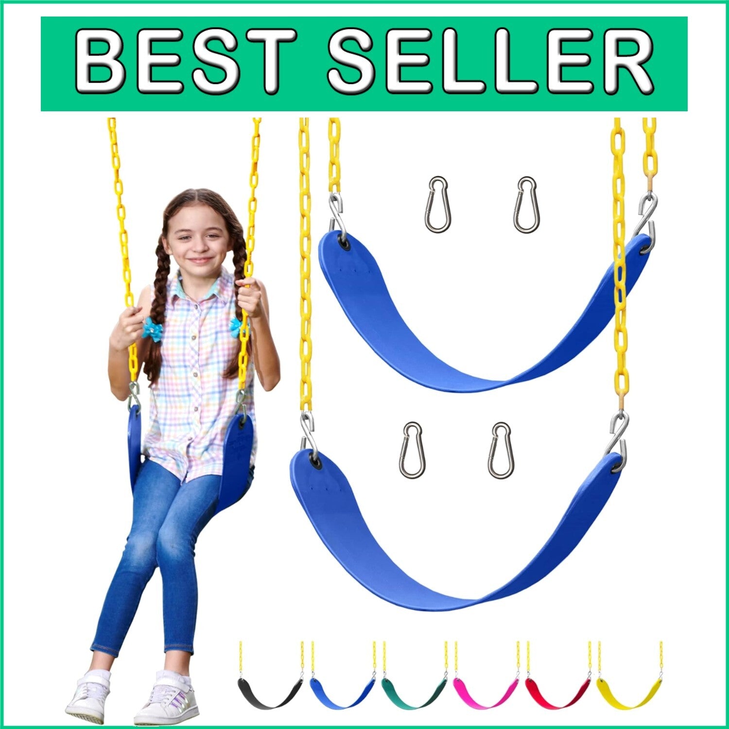 Easy Install 2-Pack Swing Seat Replacement with Heavy-Duty Chains for Adventures