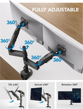 Load image into Gallery viewer, Ergonomic Dual Display Monitor Stand - Tilt/Swivel/Rotate for Optimal Viewing