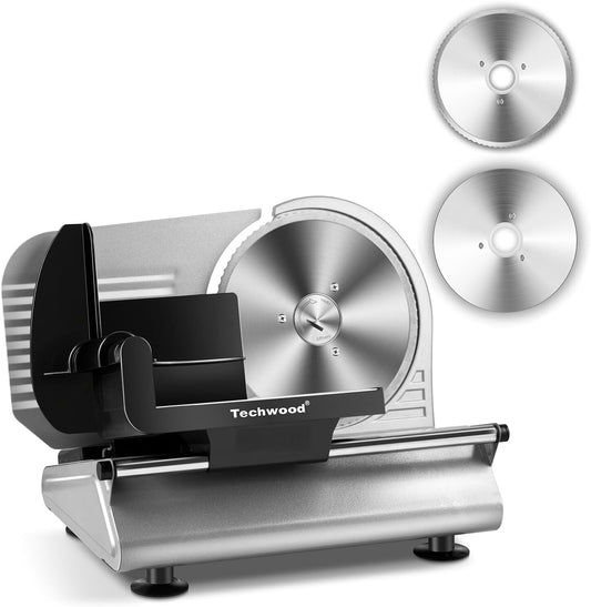 Portable 150W Electric Food Slicer - 7.5" Stainless Steel Blades for Any Kitchen