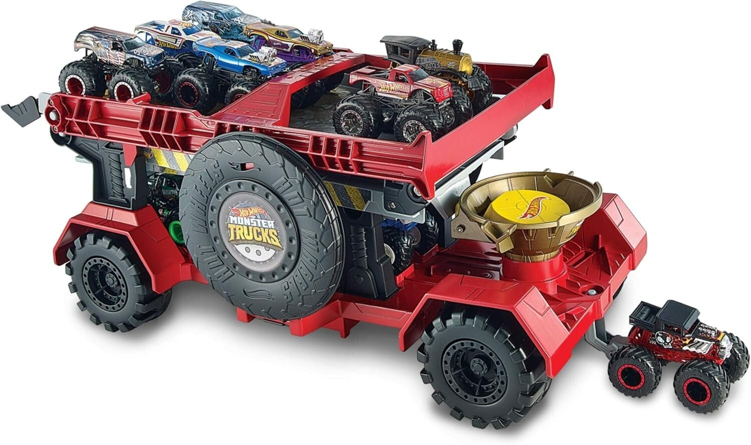 Exciting Monster Truck Racing Playset - 1:64 Scale with Trophy Cup & Transporter
