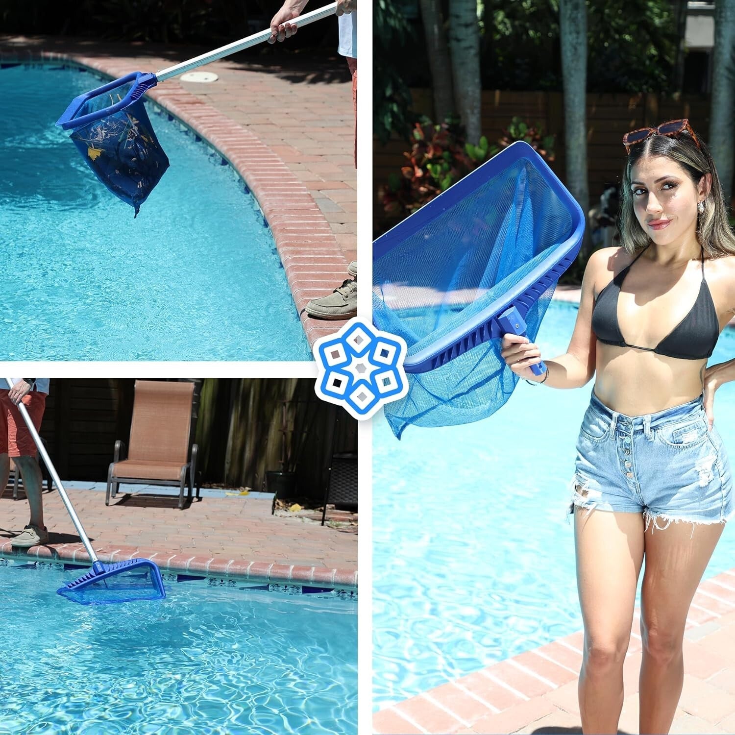Efficient Pool Cleaner - Heavy-Duty Rake & Fine Mesh Net for Easy Debris Pickup