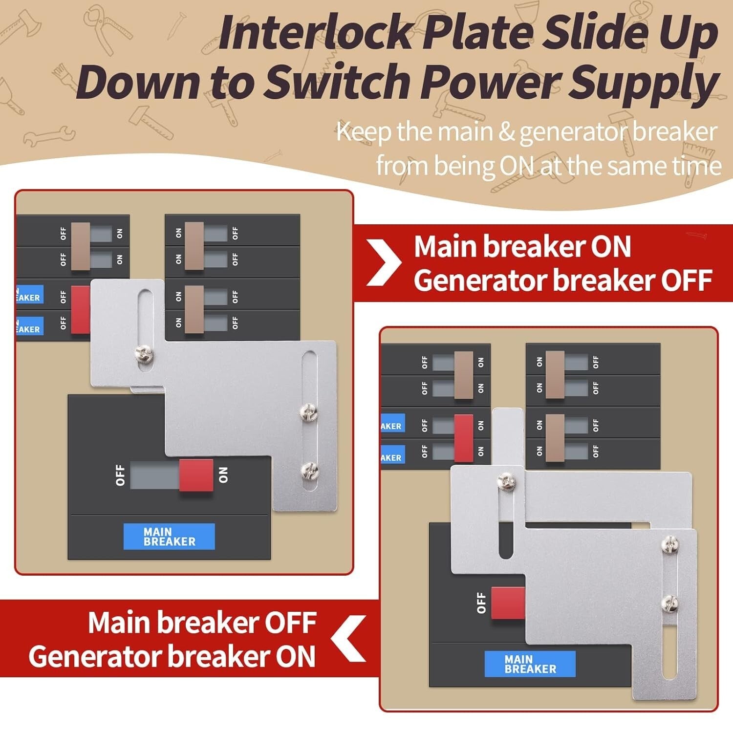 Eaton Cutler Hammer 200 Amp Generator Interlock Kit with Durable Aluminum Plates