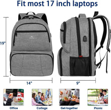 Load image into Gallery viewer, Stylish Water-Resistant Cooler Backpack with Laptop Compartment and USB Charging