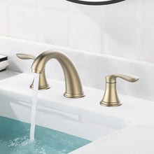 Load image into Gallery viewer, Luxury Brushed Gold Bathroom Sink Faucet with Two Handles &amp; High-Arc Spout