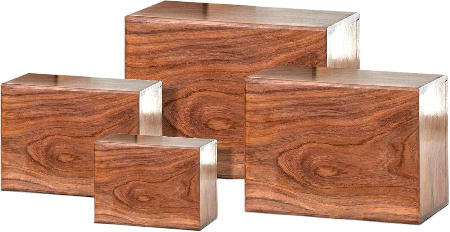 Hand-Carved Rosewood Cremation Urn for Adults - 80 Cubic Inch Capacity
