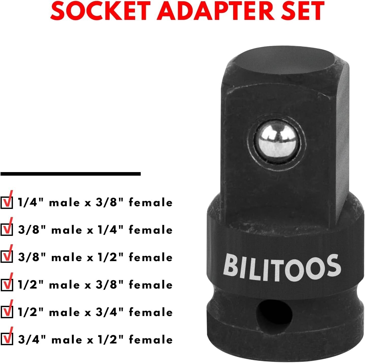 17-Piece Socket Adapter Set with Universal Joint & Foam Organizer - SPRING SALE