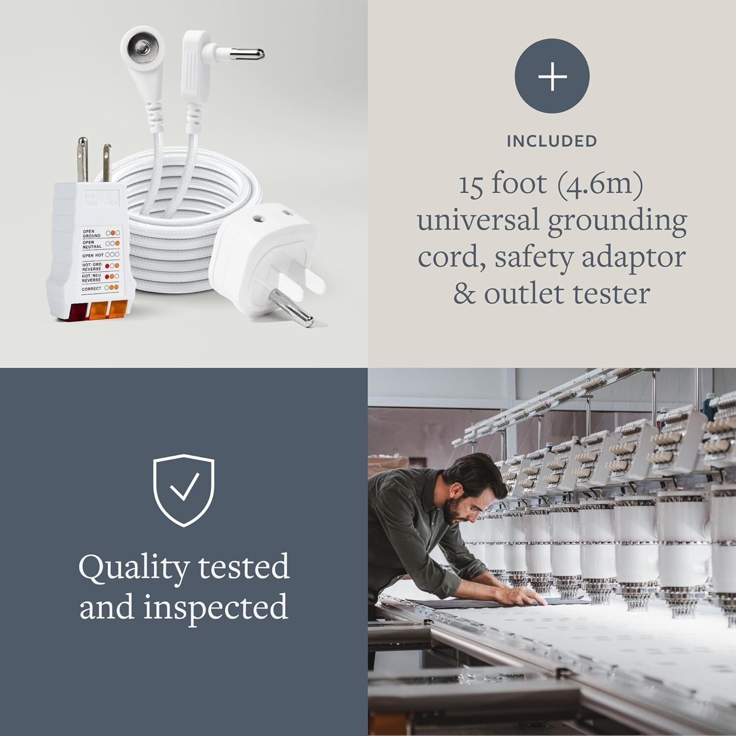 California King Organic Fitted Grounding Sheet with Silver Fiber - Gray 400TC