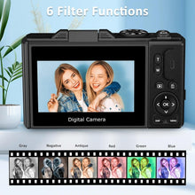 Load image into Gallery viewer, 64MP 4K Digital Camera with 3'' Flip Screen &amp; 16X Zoom - Perfect for Vlogging