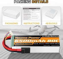 Load image into Gallery viewer, Premium 14.8V 6500mAh 80C Lipo 4S Battery Pair with TR Plug for Drones &amp; RC Toys