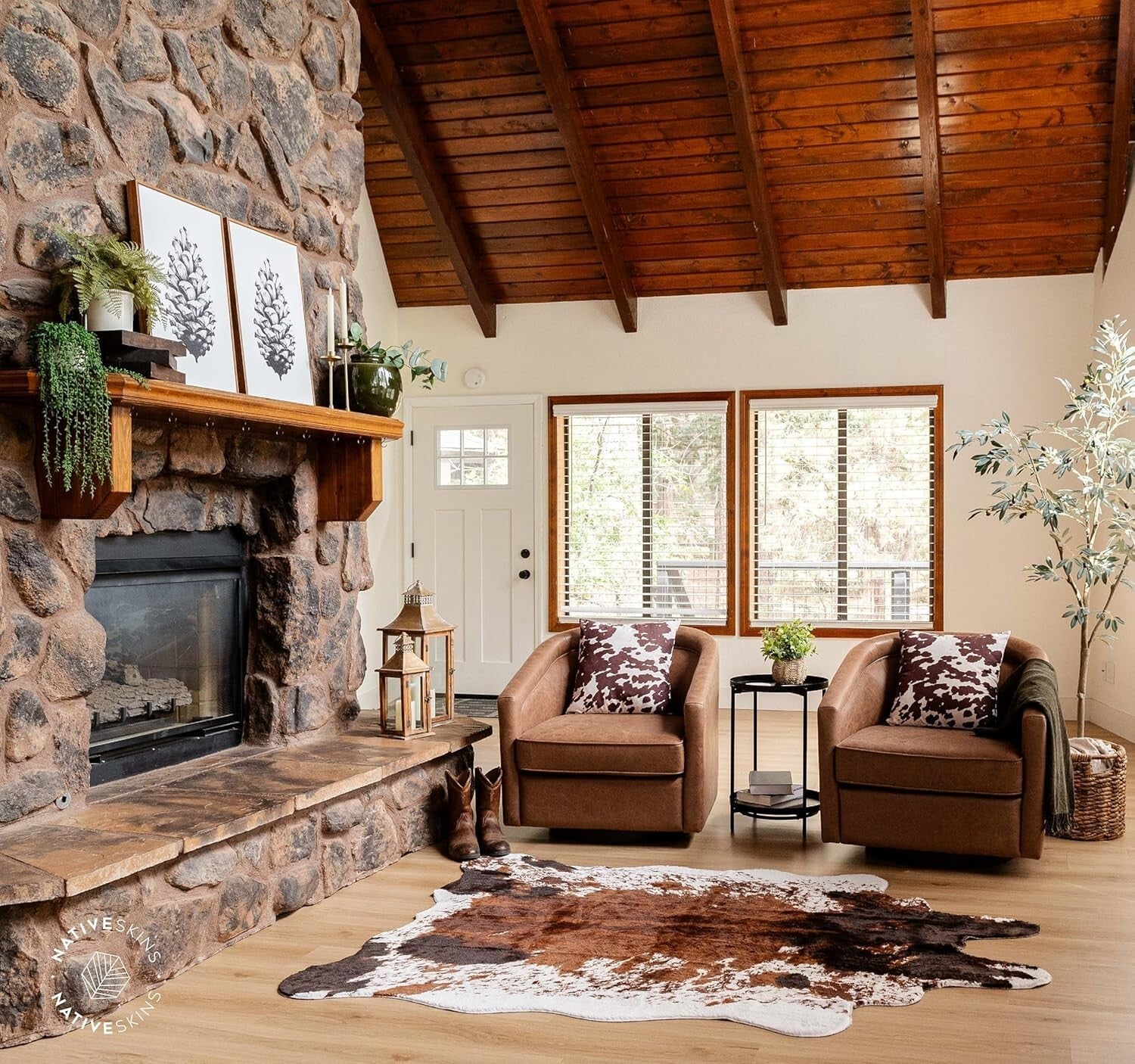 Luxe Faux Cowhide Area Rug 6.2ft x 8.2ft – Perfect for Living & Entryways