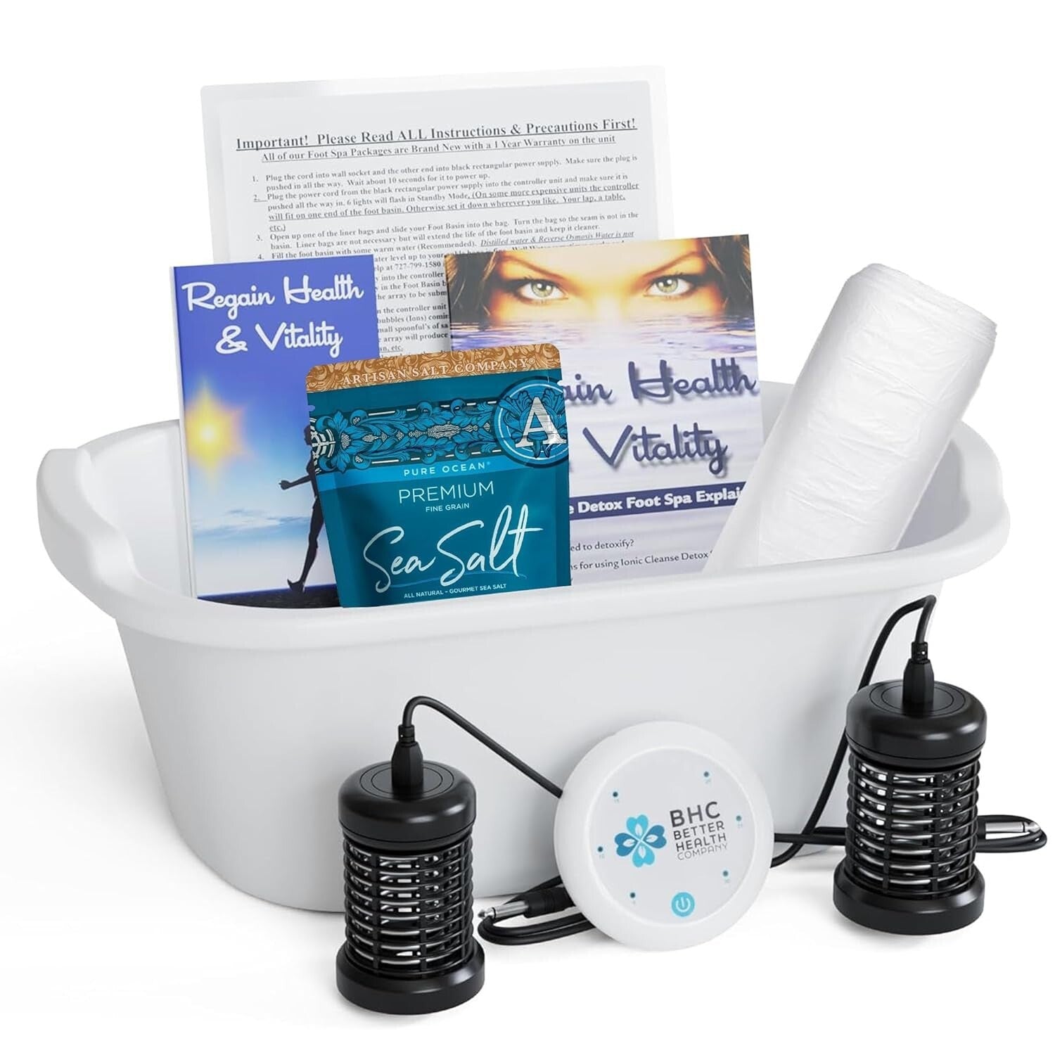 Elegant Ionic Foot Spa Detox Machine with Sea Salt & Reusable Arrays, 12QT
