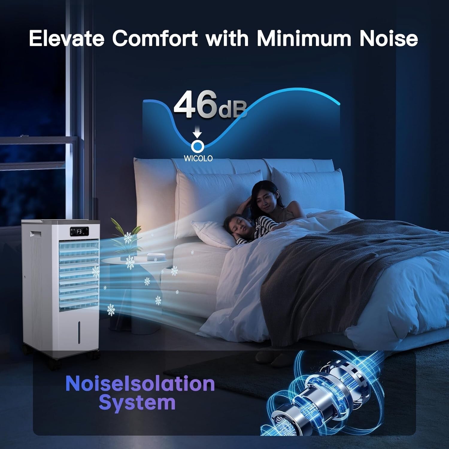 2-Gallon Evaporative Cooler with Auto Mode & Energy Savings for Ultimate Comfort