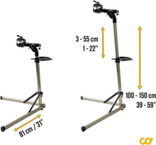 Load image into Gallery viewer, Professional Quality Bike Repair Stand - Adjustable Height &amp; Magnetic Tool Plate