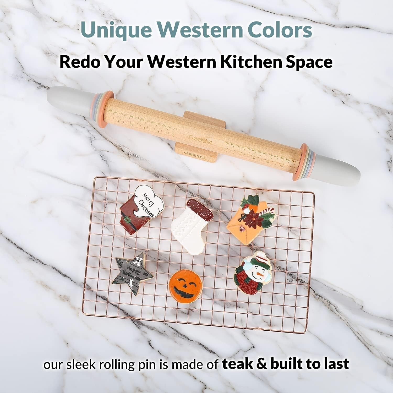 Adjustable Teak Wood Rolling Pin with 5 Rings for Precise Baking & Dough Rolling