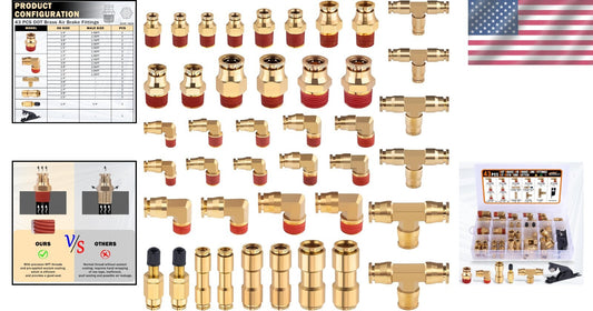 43 PCS Brass Air Brake Fittings Kit - Quick Connect & NPT Thread Assortment