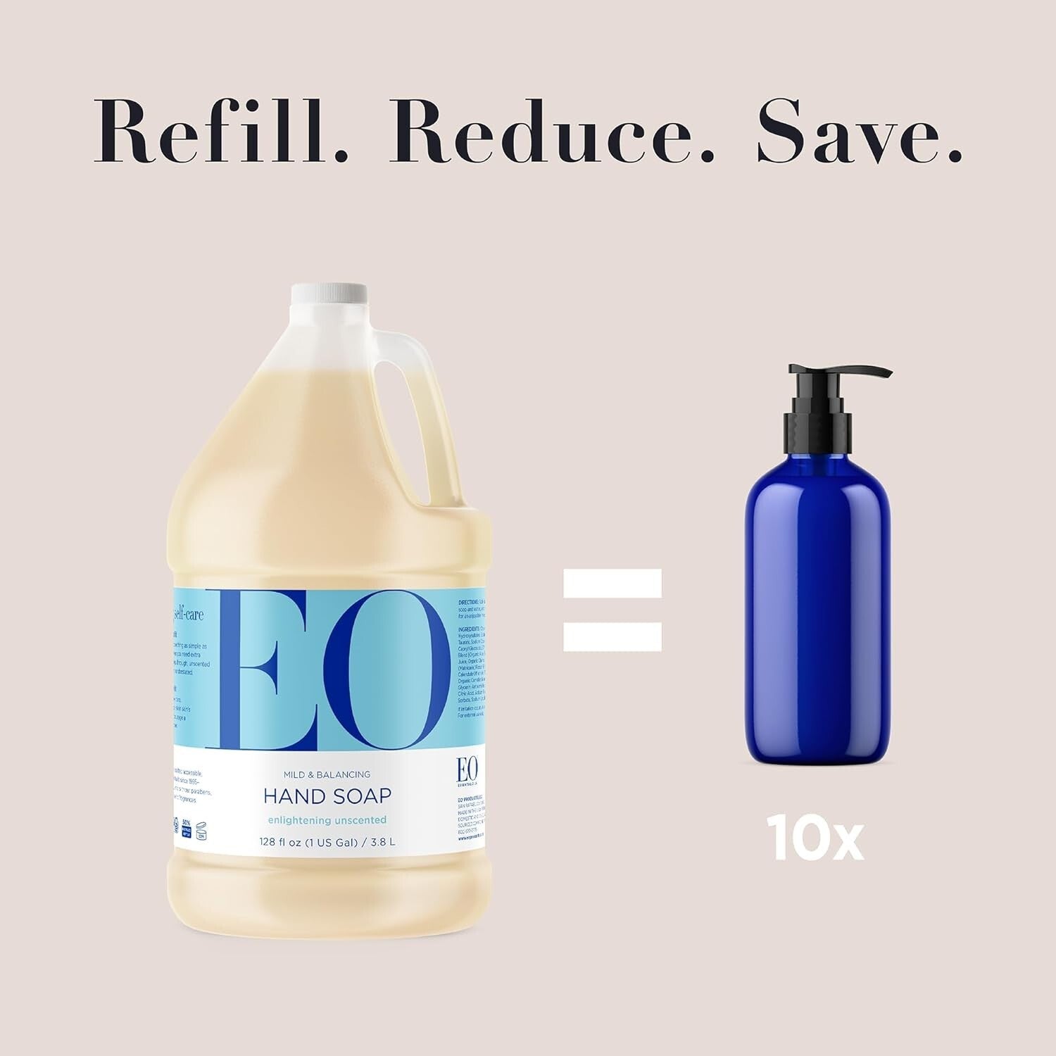 128 Ounce EO Unscented Organic Hand Soap - Nourishing, Biodegradable Formula