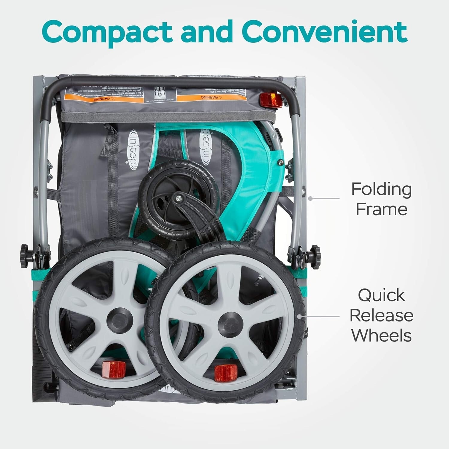 Versatile Quick-N-EZ Double Tow-Behind Bike Trailer for Toddlers & Kids in Teal