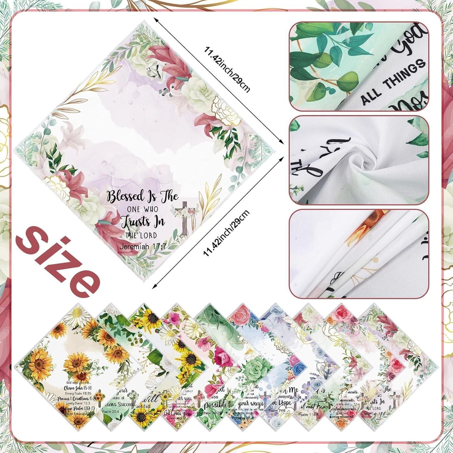 Elegant Bible Verse Handkerchiefs - 80 Inspirational Hankies for All Occasions
