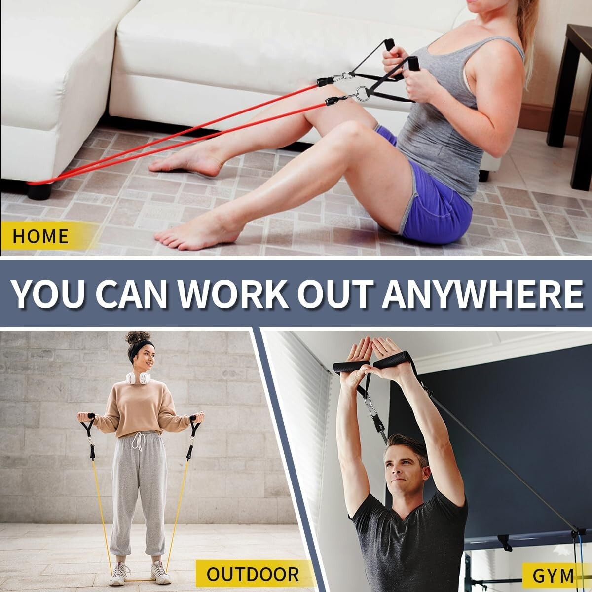 Non-Slip Resistance Bands with Handles - Portable Fitness Set for All Levels