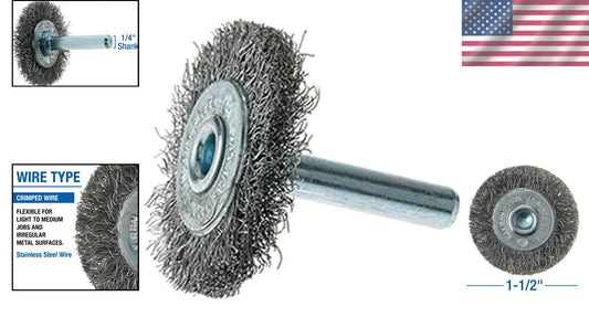 20-Pack Crimped Wire Wheels, 1-1/2" Diameter, 1/4" Shank for Heavy-Duty Grinding