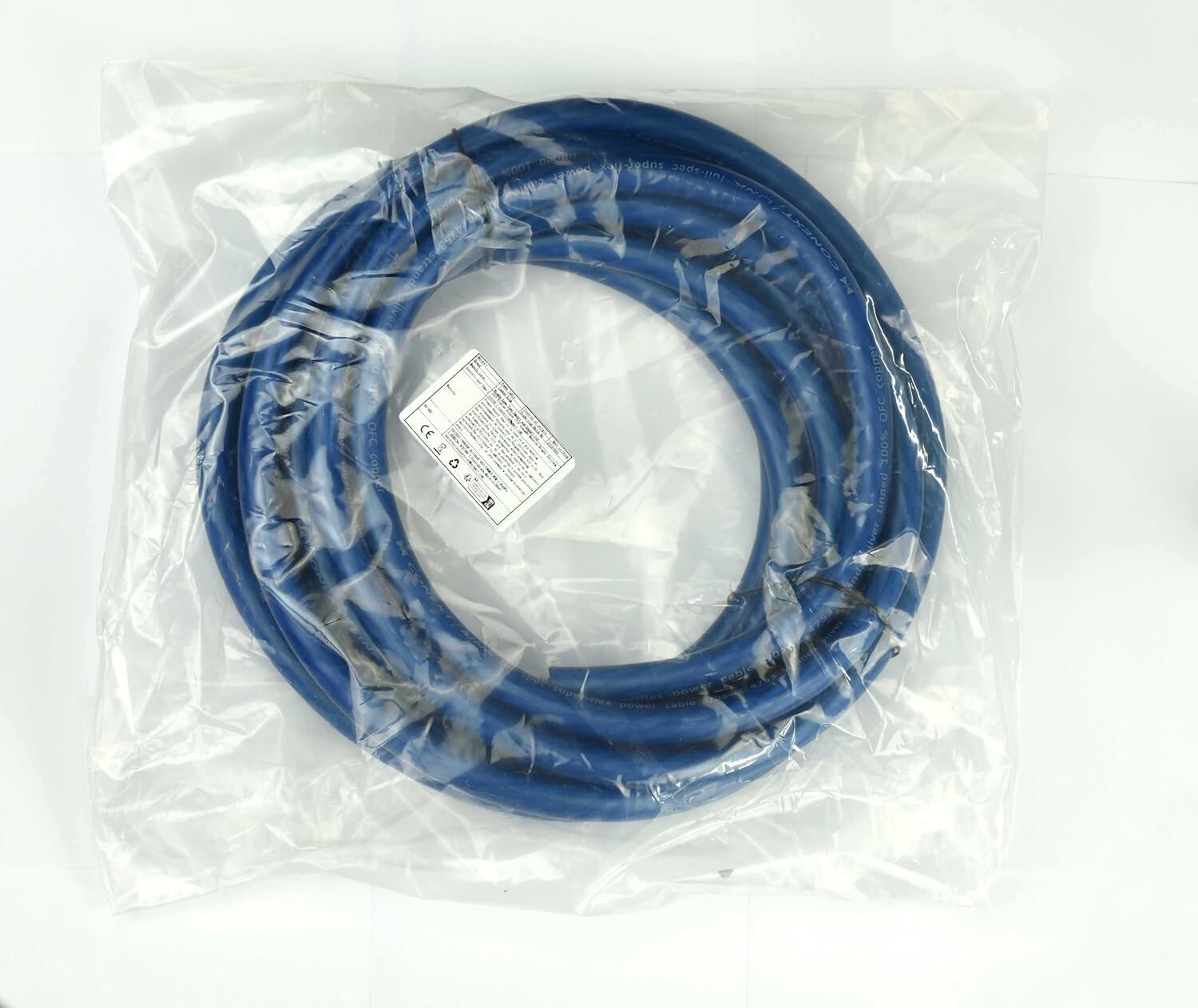 25 FT 1/0 AWG OFC Copper Power Cable - Super Flexible & Durable in Frost Blue