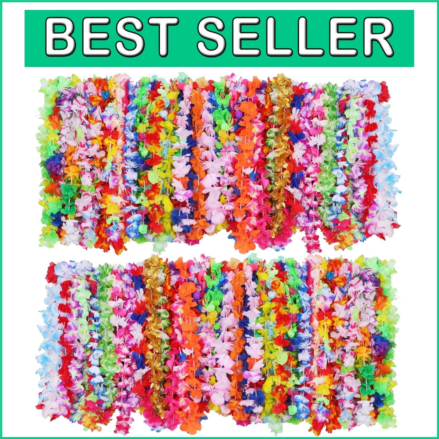 Vibrant 200 PCS Flower Lei Necklaces for Hawaiian Luau Parties & Beach Events