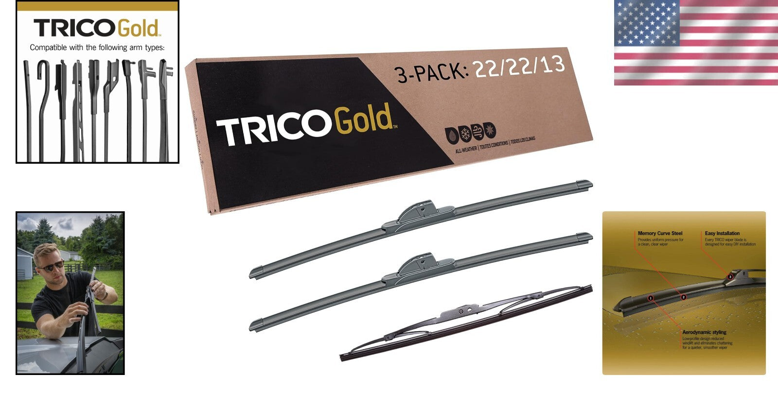 Premium 3-Piece Windshield Wiper Blades for 2015-2020 Chevy Tahoe/Suburban/Yukon