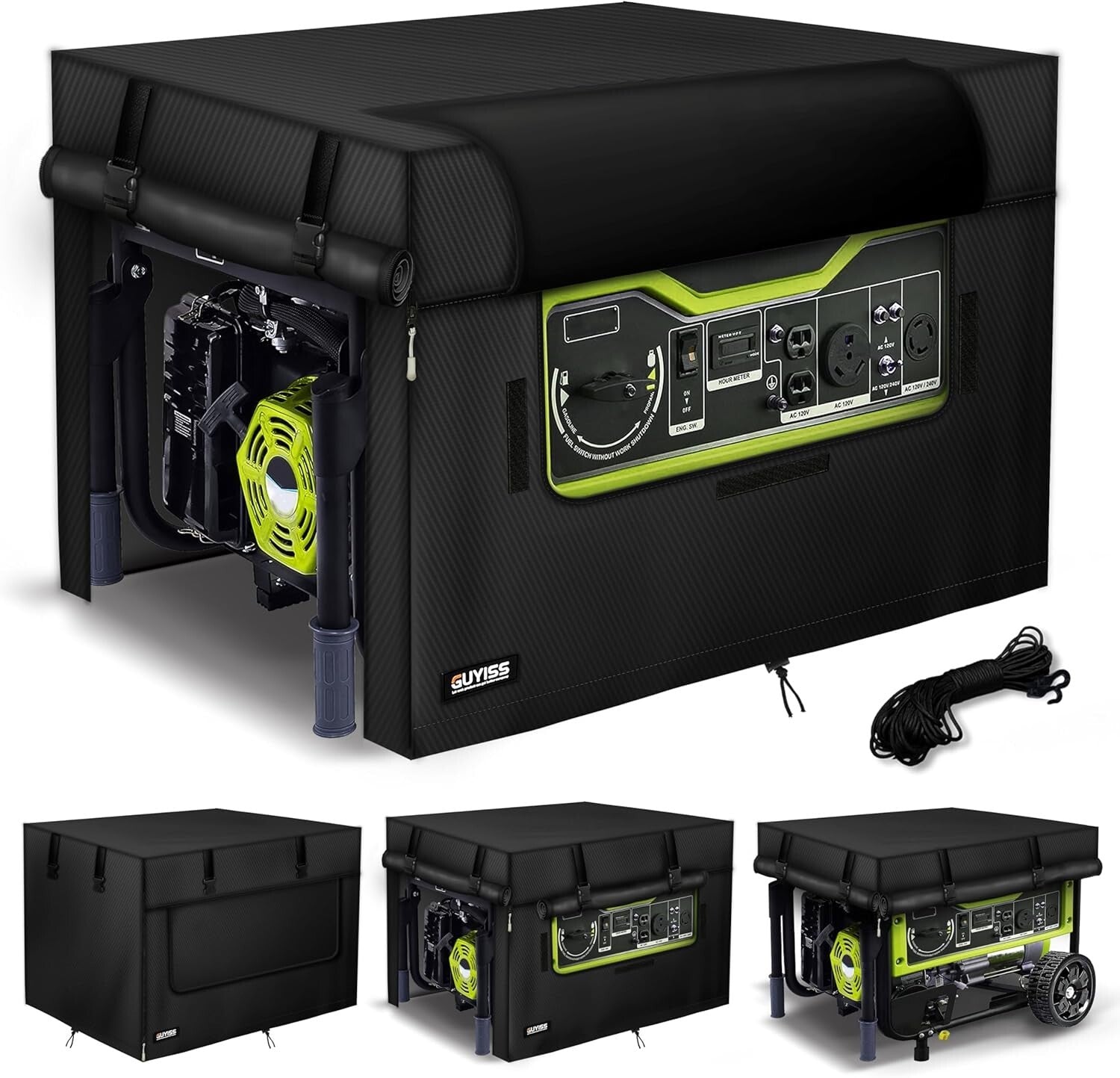 600D Windproof Generator Cover with Elastic Cord, Large Capacity Storage Pocket