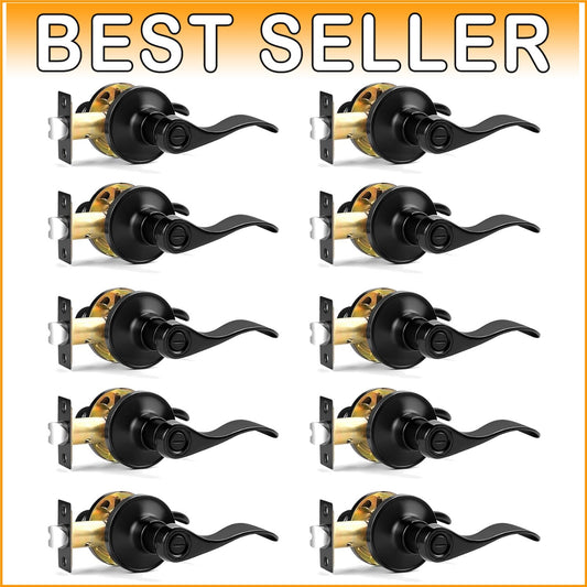 Elegant Matte Black Keyless Door Levers - 10 Pack for Stylish Privacy Solutions