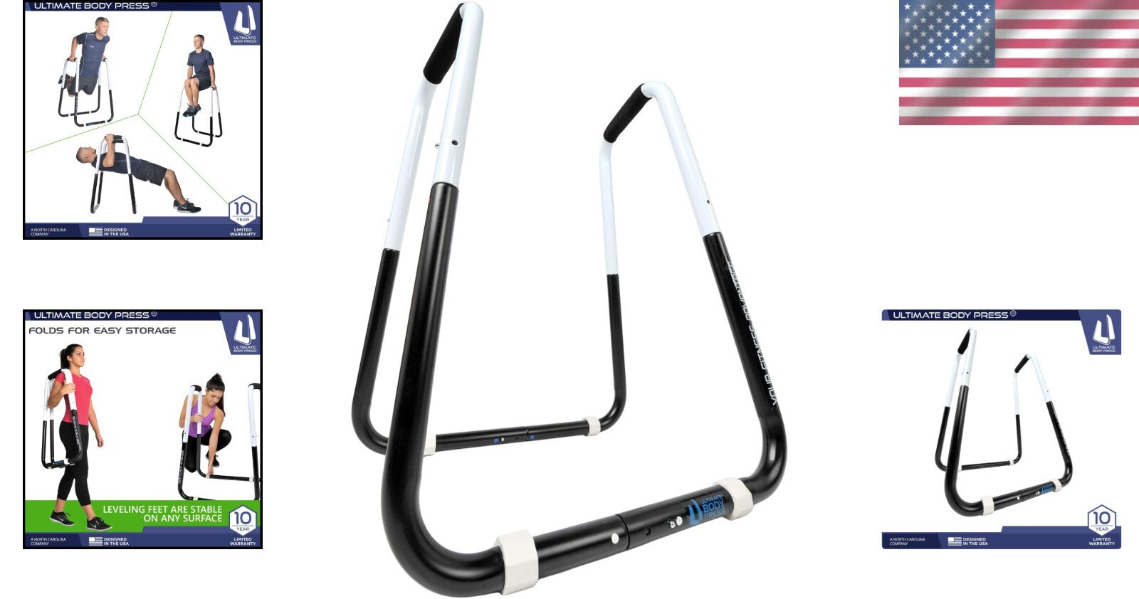 Adjustable Folding Dip Station with Angled Grips - Stable & Compact Design