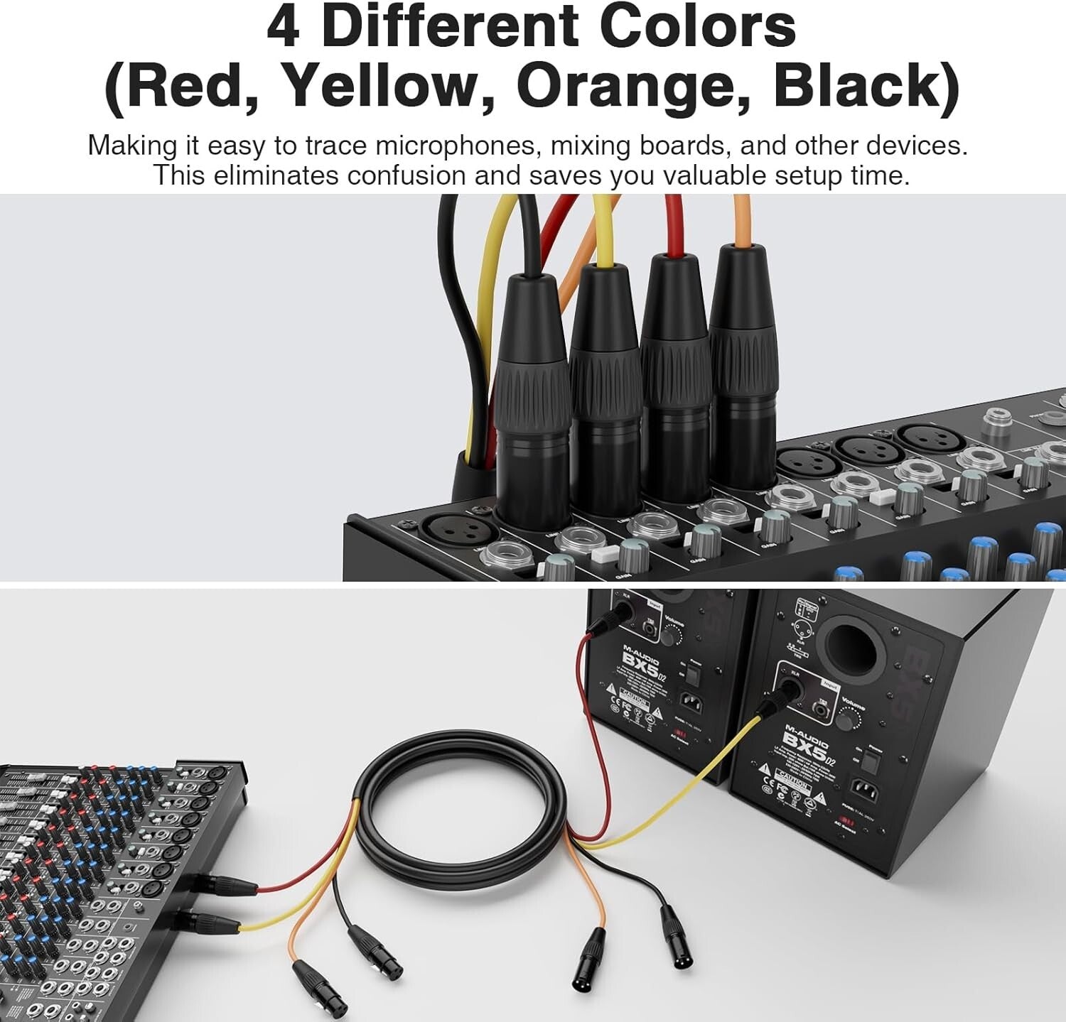Versatile 4-Channel XLR Snake Cables 3.3FT Pair - Noise-Free Transmission