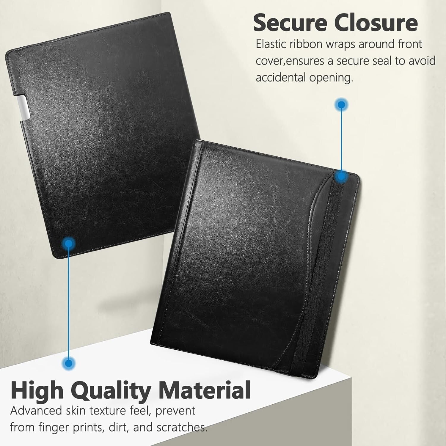 Remarkable 2 Tablet Cover - Stylish Black Leather Case with Built-in Pen Holder