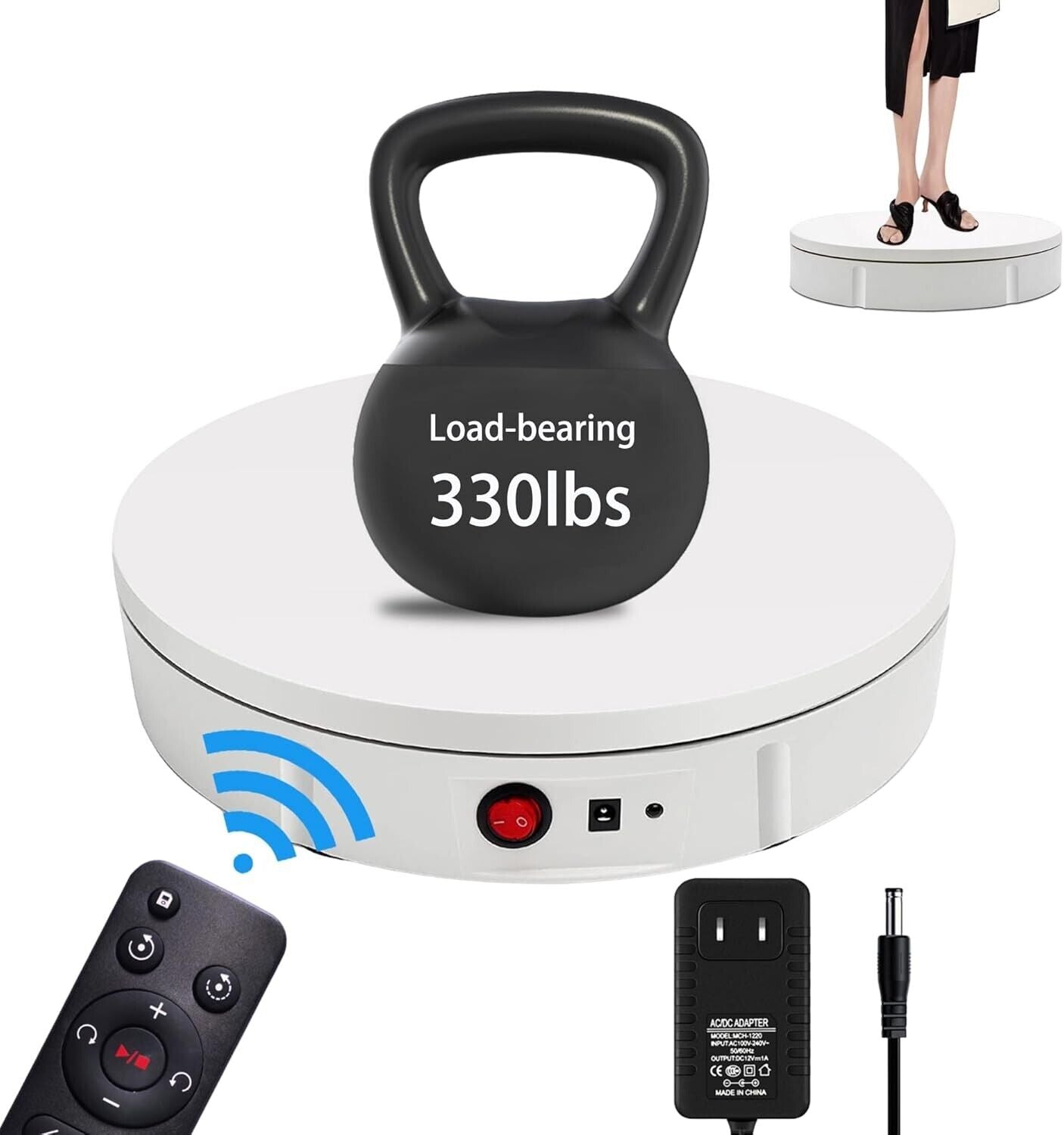 Compact 11.8 Inch Rotating Display Stand with Remote Control for All Occasions