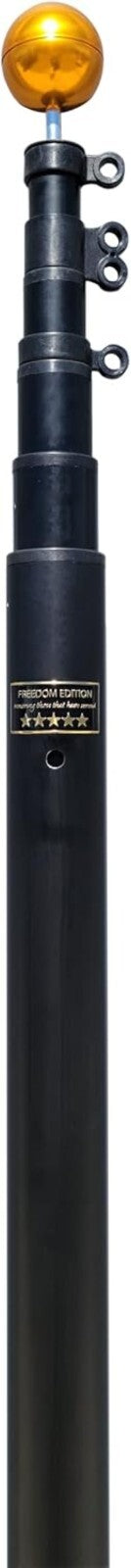 25FT Telescoping Black Flagpole Kit - Anti-Tangle Design for Residential Use