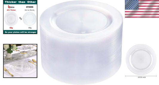 Elegant 10.25 Inch Clear Plastic Plates - 100 Premium Disposable Dinner Plates