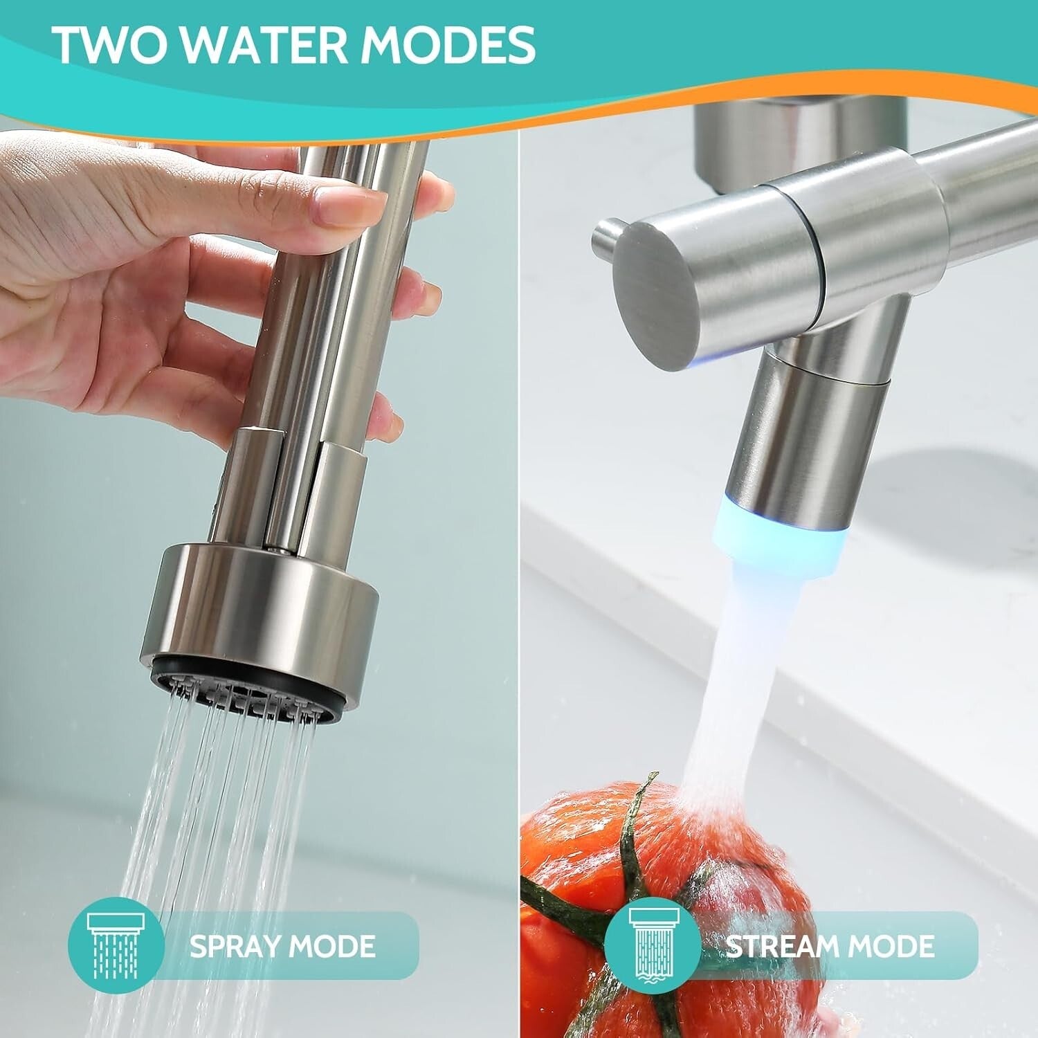 Spot-Free Brushed Nickel Faucet with Pull Down Sprayer for Modern Kitchens