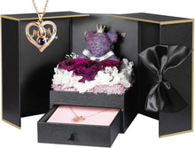 Load image into Gallery viewer, Charming Gift Set for Mom: Roses, Bear, and I Love You Necklace in Rose Gold