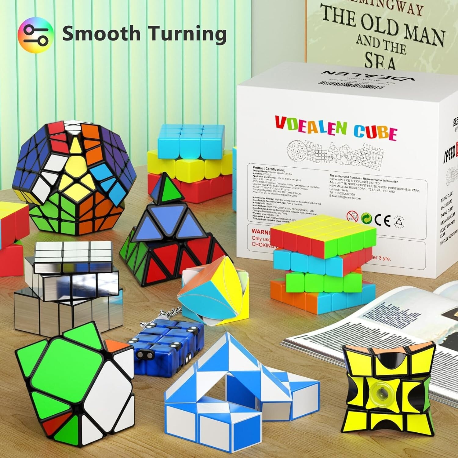 Smooth-Playing 12-Pack Puzzle Cube Set: 2x2 to Skewb - Great for All Ages