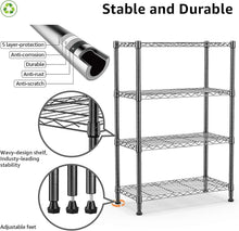 Load image into Gallery viewer, Durable 4-Tier Utility Shelving Unit with 1000 lbs Capacity for Home &amp; Office