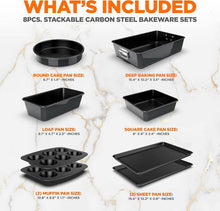 Load image into Gallery viewer, Versatile Stackable Bakeware Set - Includes Muffin, Cake, and Cookie Pans