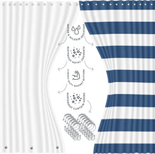 Load image into Gallery viewer, Navy Chevron 23PC Bath Set: Shower Curtain, Rugs &amp; Essentials for Stylish Spaces