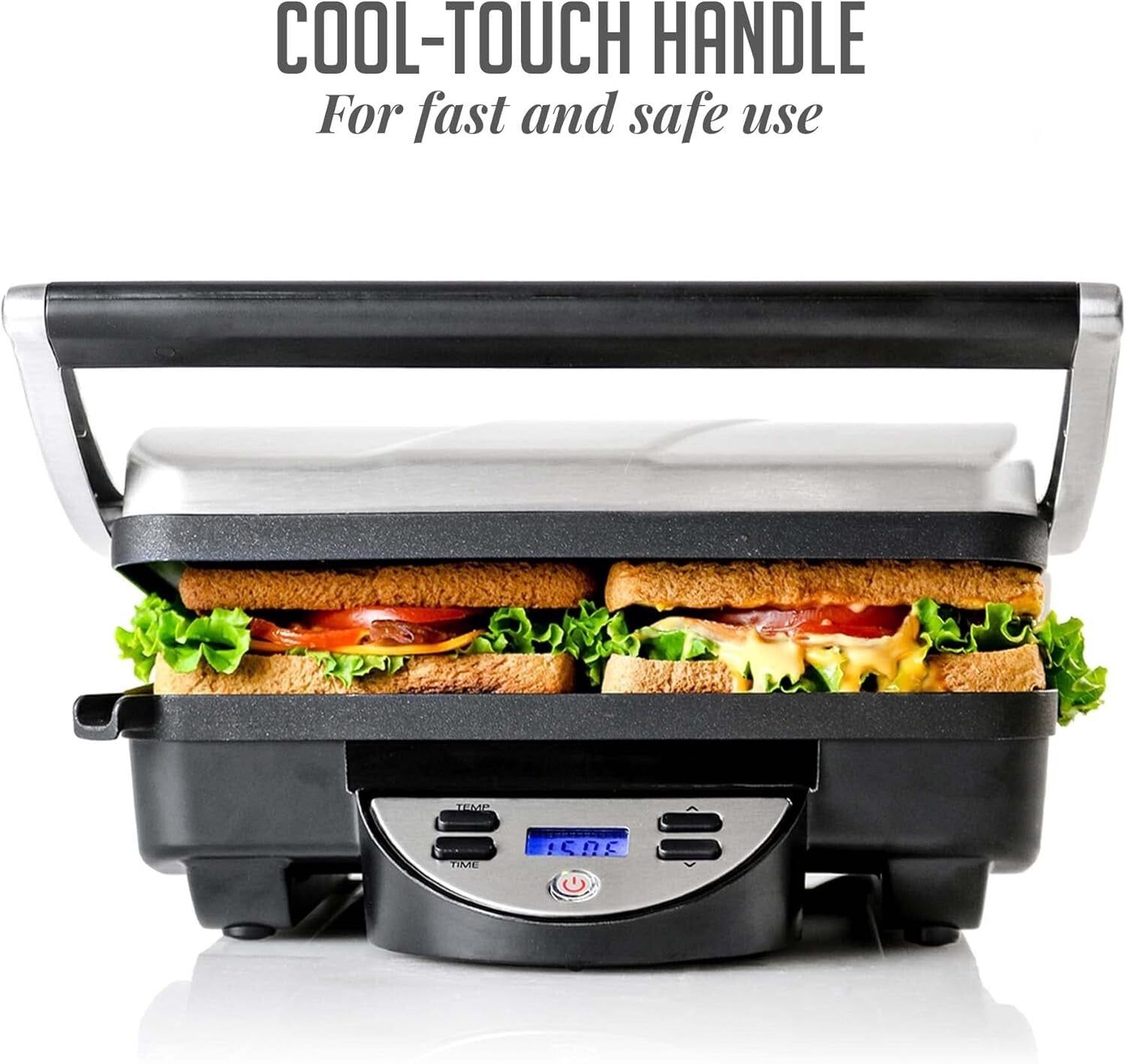 Compact Electric Panini Press with Automatic Timer - Ideal for Small Spaces