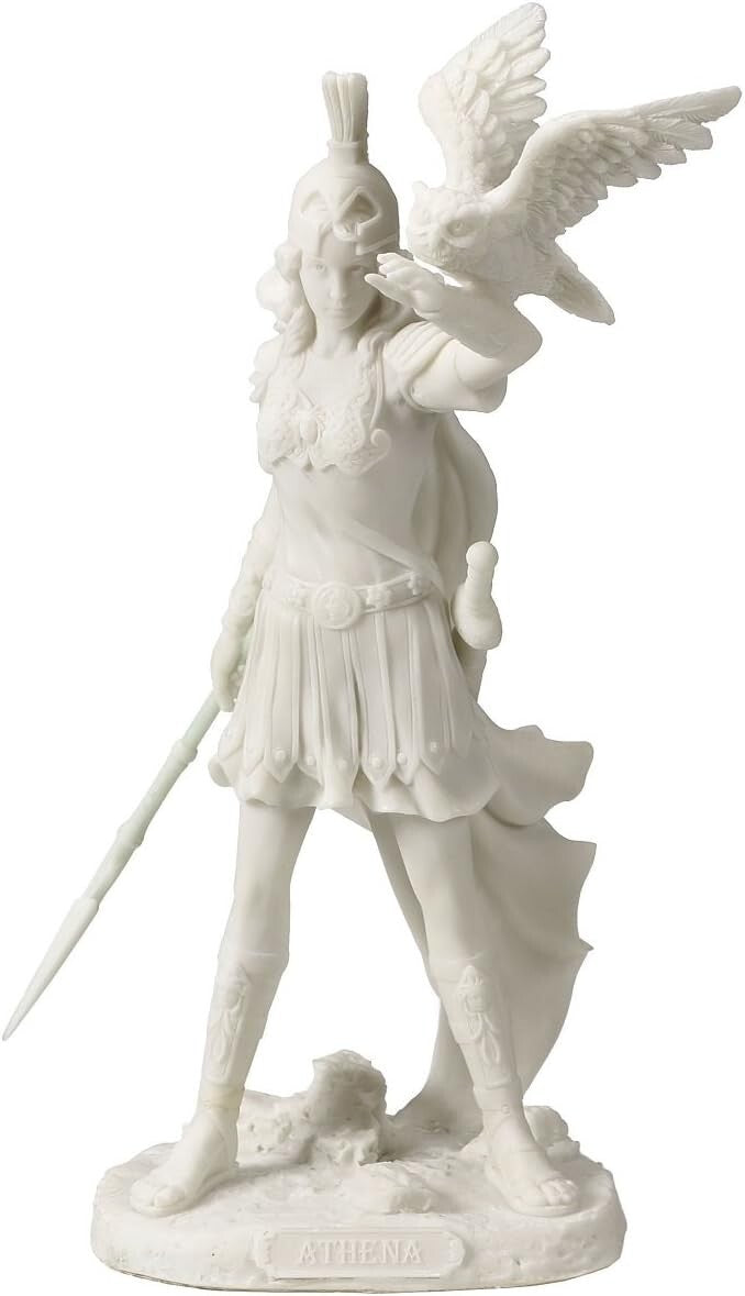 Matte Finish Athena Goddess Sculpture – Collector's Edition with Owl Companion