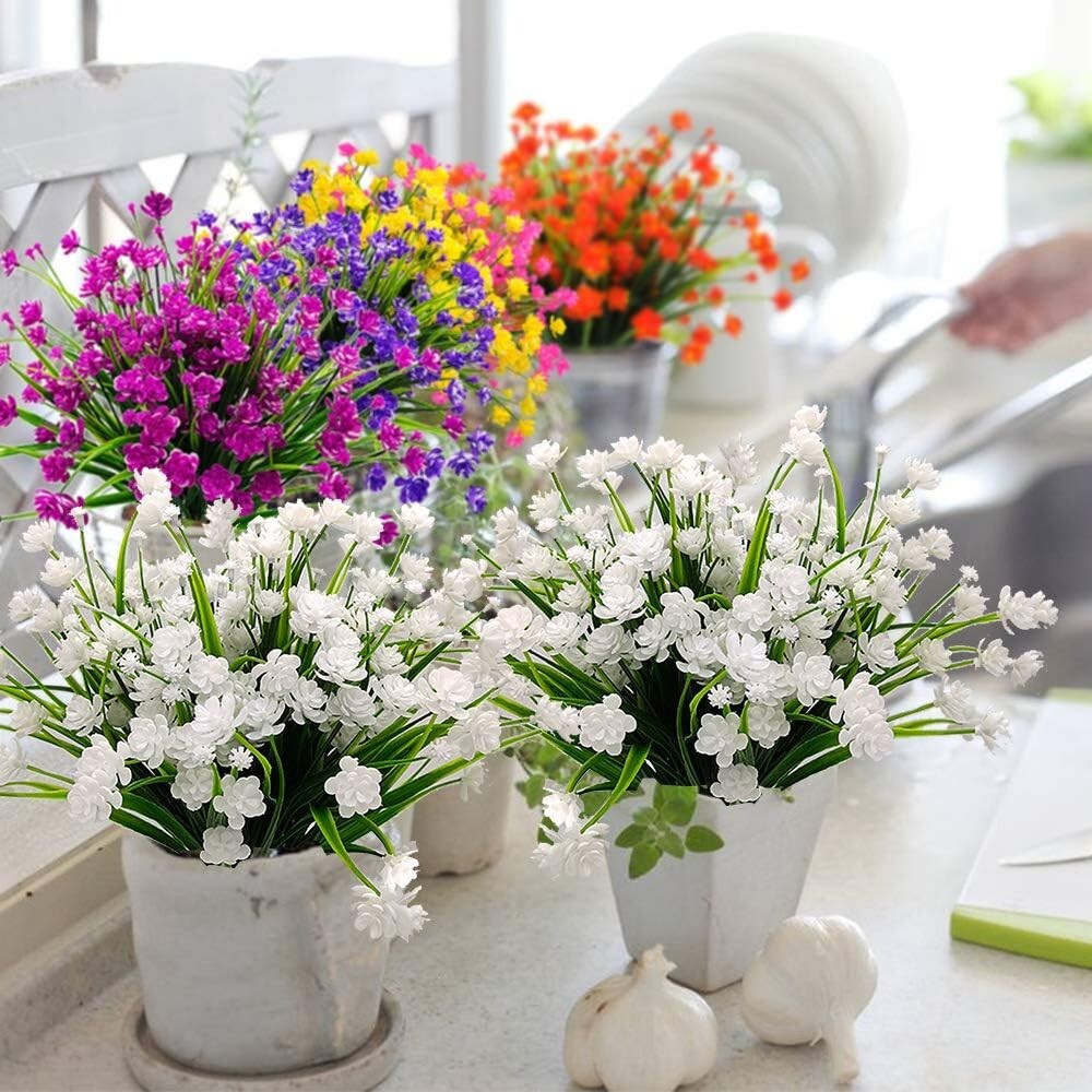 Charming UV Resistant Faux Flowers - 20 Bundles Perfect for Events and Gardens